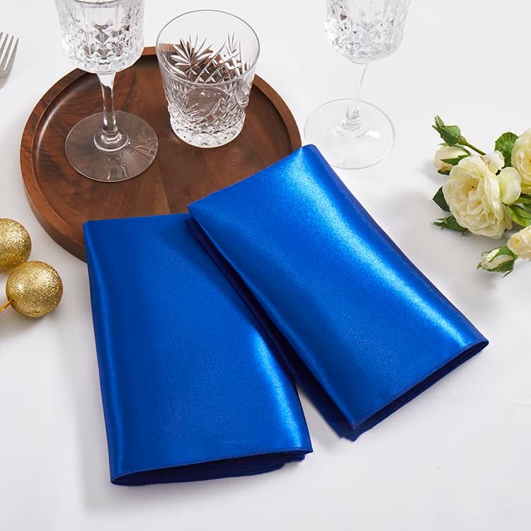 Aormenzy 60 Pack Royal Blue Satin Napkins 17 x 17 Silky Napkins, Party Cloth Napkins Square Satin Napkins, Dining Table Napkins Soft Cloth Napkins for Wedding, Banquet, Party Decoration - Image 3