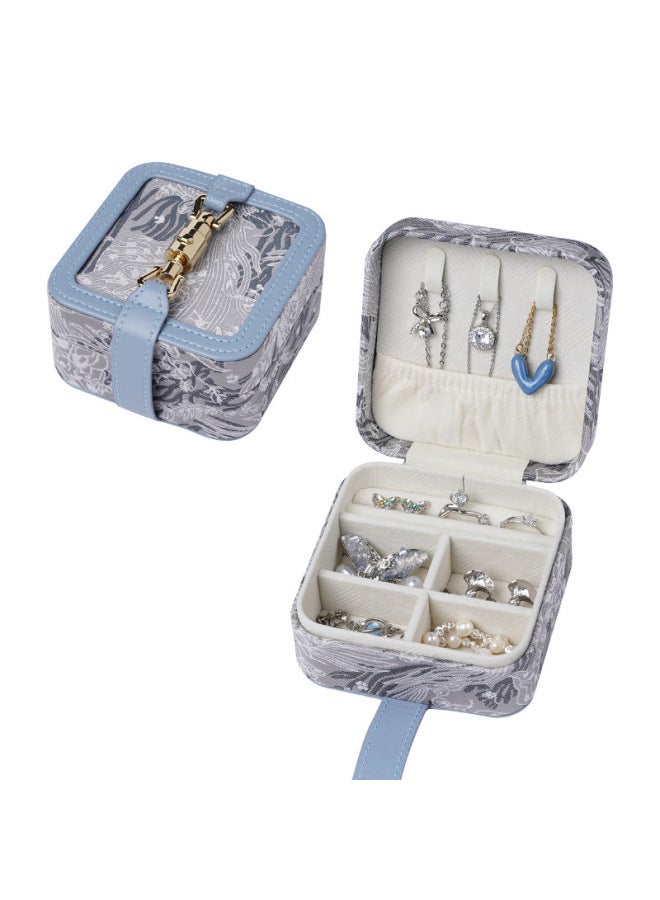 Of Retro Jacquard Portable elry Box Flip Necklace Ring Earrings Earrings High-end elry Storage
