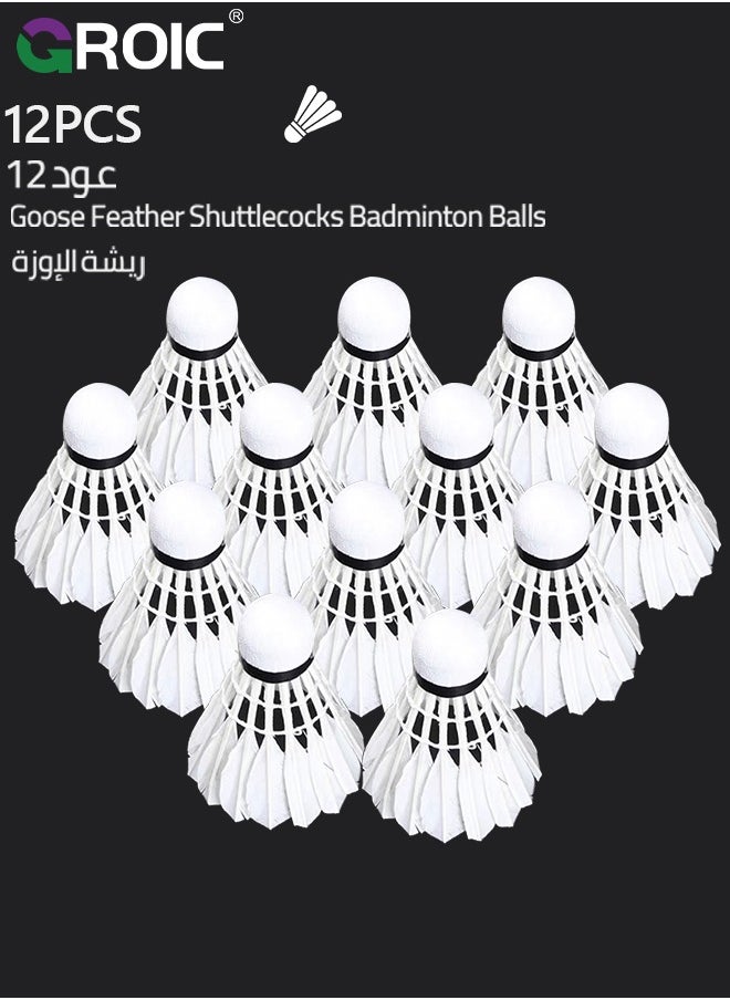 GROIC Shuttlecocks Set, 12pcs Badminton Balls, Goose/Duck Feather Head Shuttlecocks with Storage Tube, Sports Training Equipment for Trainers, Amateurs, Beginners, Indoor&Outdoor  - Image 2