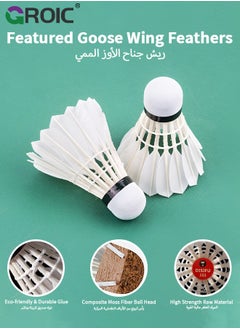 GROIC Shuttlecocks Set, 12pcs Badminton Balls, Goose/Duck Feather Head Shuttlecocks with Storage Tube, Sports Training Equipment for Trainers, Amateurs, Beginners, Indoor&Outdoor  - Image 3
