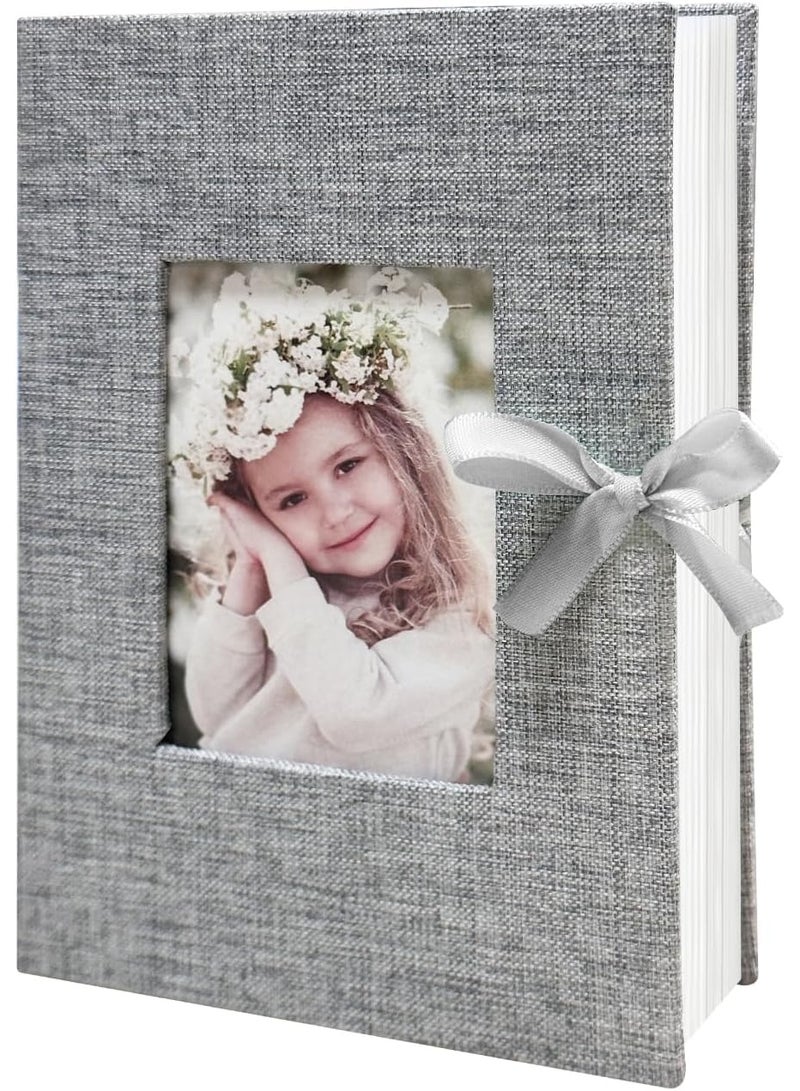 يلا جوي ألبوم الصور 4x6 100 جيوب، ألبومات الصور المنزلقة، غطاء الكتان أعلى محمل ألبومات الجيوب العمودية للطفل، الأطفال ولد البنات، حفل الزفاف، العائلة، الذكرى السنوية (الرمادي) - Image 1