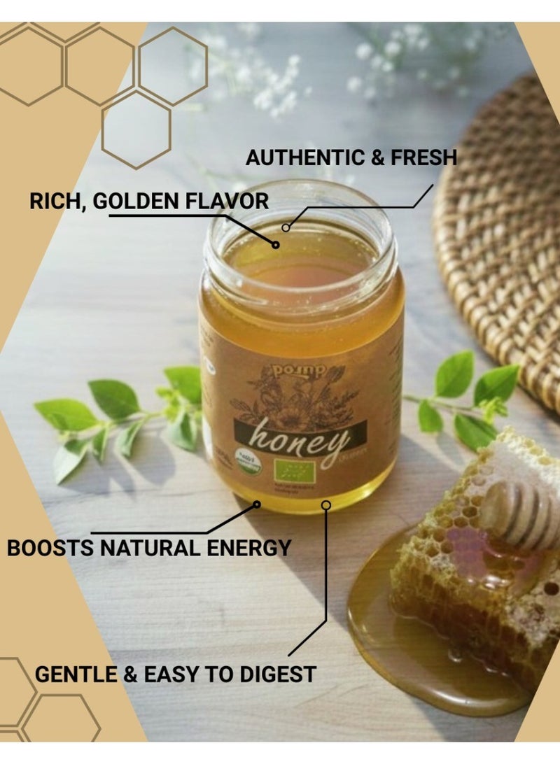 بامب عسل البرسيم العضوي 100% - عسل نحل خام نقي من مرتفعات أرمينيا - طبيعي، غير معالج، بدون إضافات، عسل أصلي عالي الجودة - Image 3