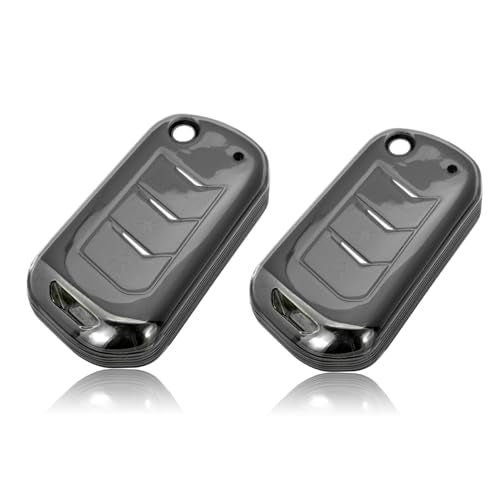 JVCV® 2 Pack Soft TPU Transparent Black Key Cover Compatible with Mahindra XUV 700 3XO Thar Scorpio N Bolero XUV 300 XUV 400 EV Flip Key | Slim Fit Case | Shockproof Protection (Transparent Black) - Image 1