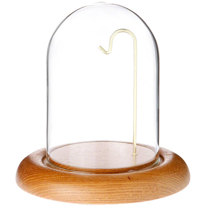 Plymor 3" x 4" Watch Glass Display Dome Cloche (Oak Base & Brass Wire)