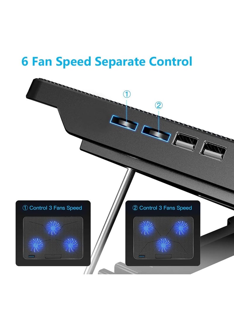 Generic Laptop Cooling Pad,Laptop Cooler Stand with 6 Quiet Cooling Fans and 6 Height Adjustable Dual USB Powered Gaming Laptop Cooling Stand for 12-17 Inch Laptop Computer  - Image 3