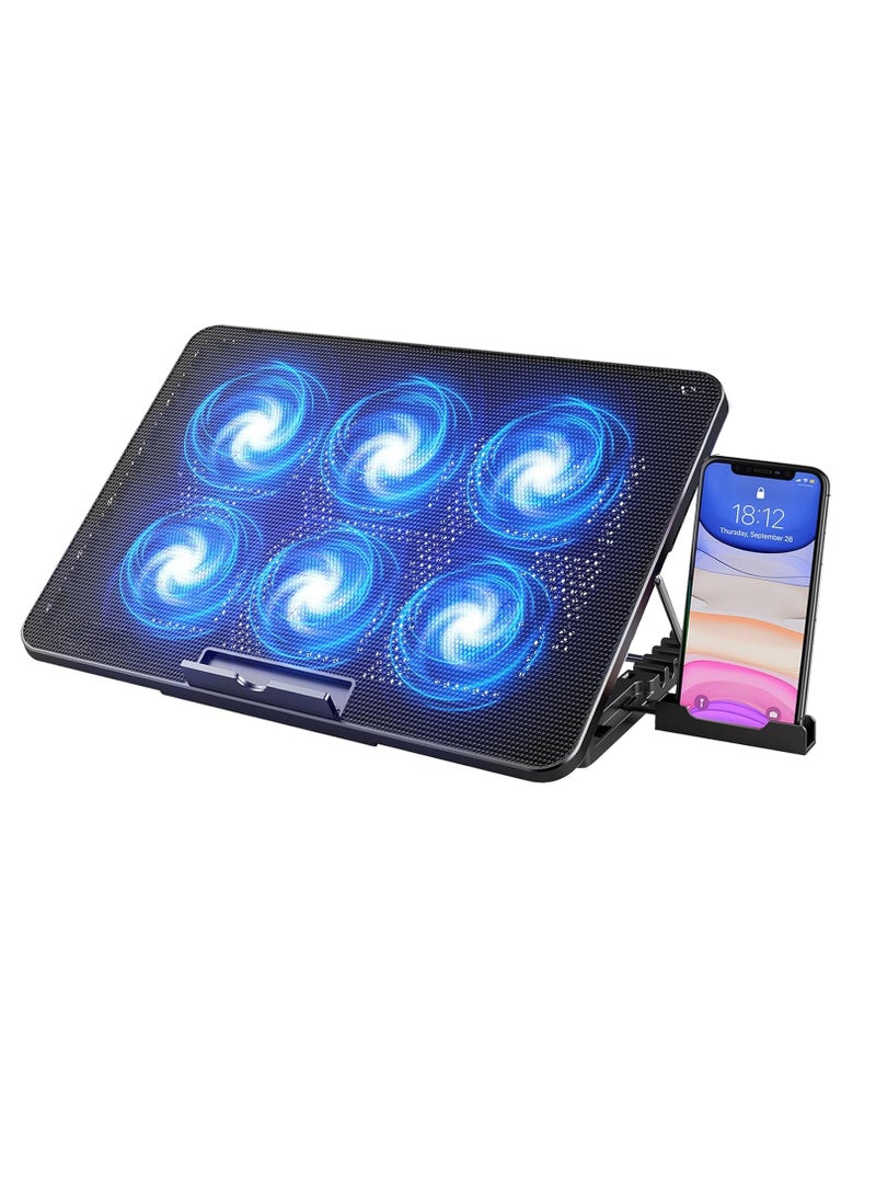 Generic Laptop Cooling Pad,Laptop Cooler Stand with 6 Quiet Cooling Fans and 6 Height Adjustable Dual USB Powered Gaming Laptop Cooling Stand for 12-17 Inch Laptop Computer  - Image 1