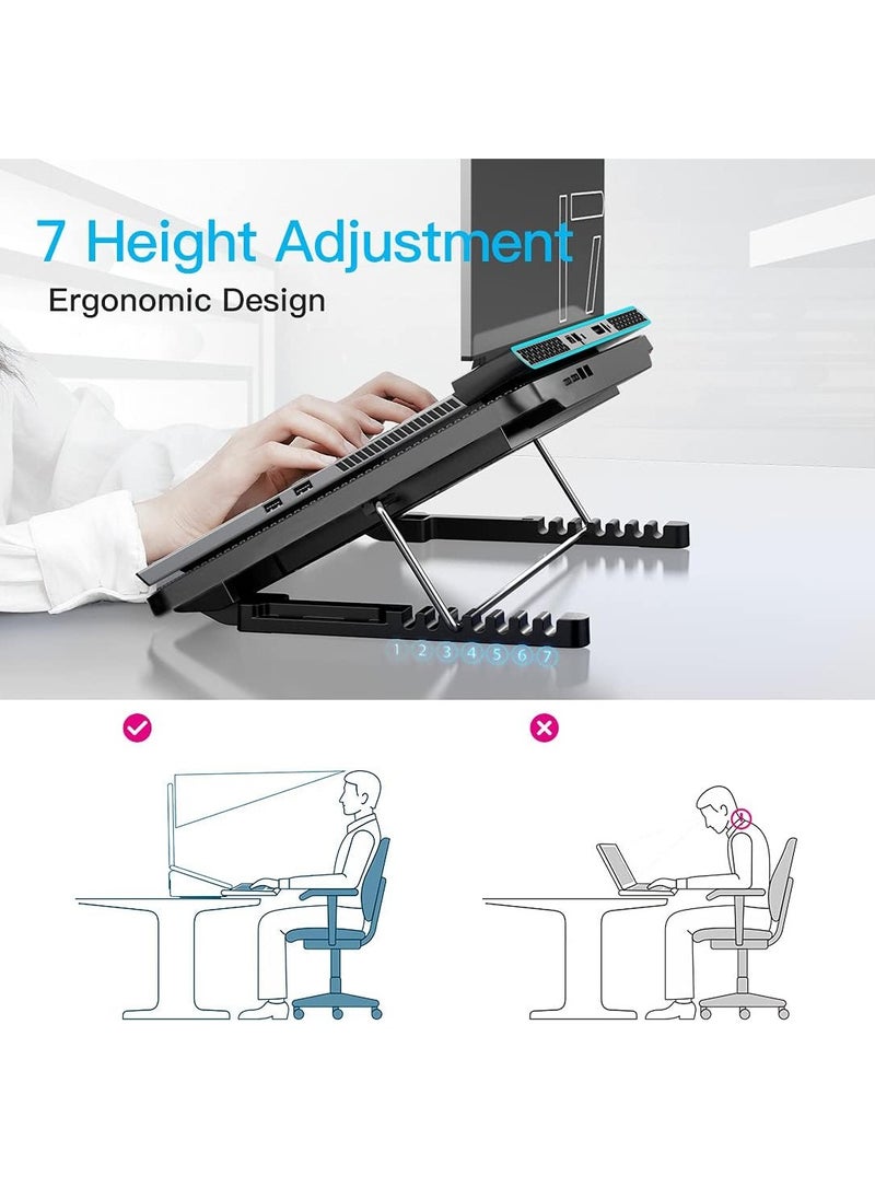 Generic Laptop Cooling Pad,Laptop Cooler Stand with 6 Quiet Cooling Fans and 6 Height Adjustable Dual USB Powered Gaming Laptop Cooling Stand for 12-17 Inch Laptop Computer  - Image 4