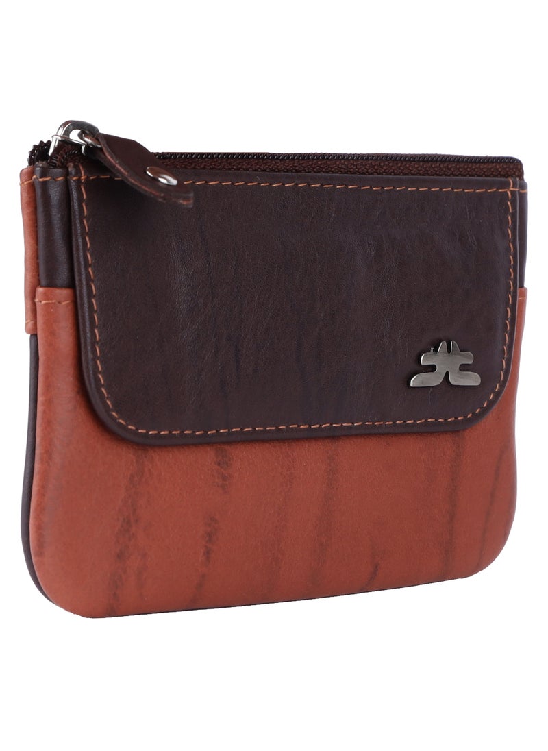 LAVERI LEATHER Laveri Leather Coin Purse With Key Chain Rust And Dark Brown  - Image 2
