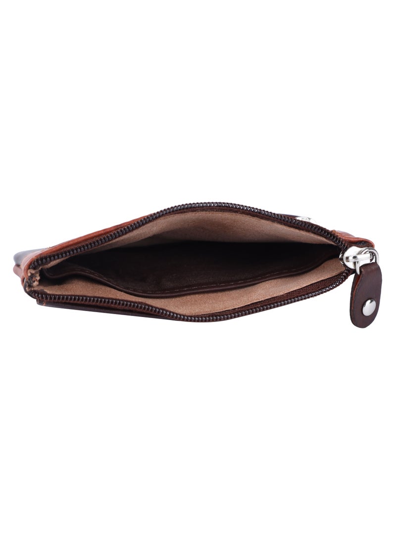 LAVERI LEATHER Laveri Leather Coin Purse With Key Chain Rust And Dark Brown  - Image 4