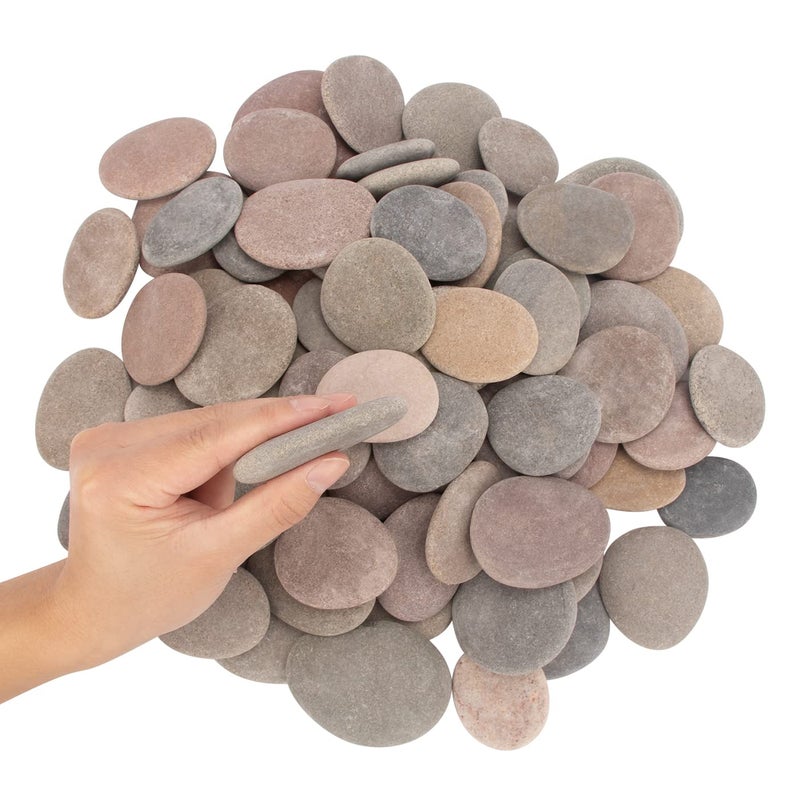 CFKJ About 100 Pcs Painting Rocks, 2.2"-3.5", Flat, Smooth - River, Craft, DIY Stones, 18 Pounds - Image 4