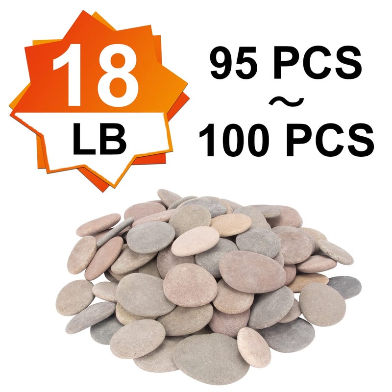 CFKJ About 100 Pcs Painting Rocks, 2.2"-3.5", Flat, Smooth - River, Craft, DIY Stones, 18 Pounds - Image 2