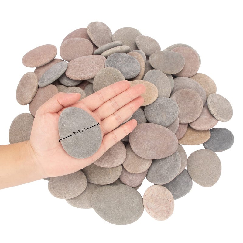 CFKJ About 100 Pcs Painting Rocks, 2.2"-3.5", Flat, Smooth - River, Craft, DIY Stones, 18 Pounds - Image 3