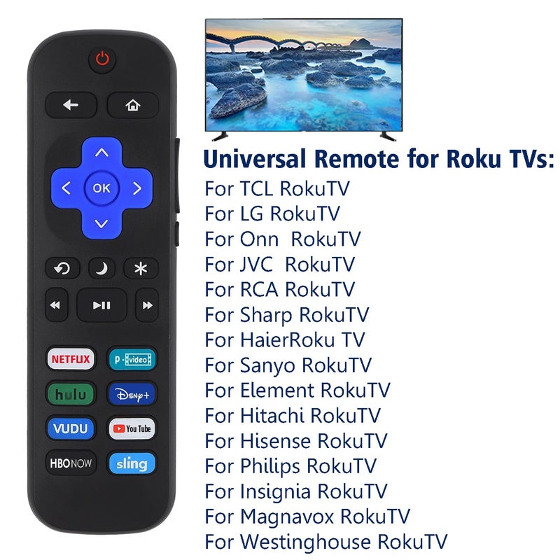 LOTEKOO Universal Remote Control for Roku TV, Replacement for TCL/Onn/Hisense/Philips/Sharp/Insignia, etc R0KU TVs (Not for RokuStick and Box) - Image 2