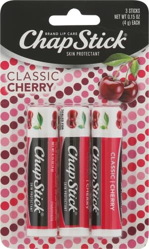 Chapstick 3 Pack Cherry Chapstick Classic 3 Sticks Cherry Flavor Skin Protectant Flavored Lip Balm Tube 015 Ounce Each - Image 2