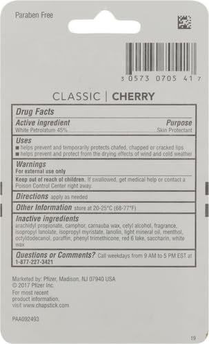 Chapstick 3 Pack Cherry Chapstick Classic 3 Sticks Cherry Flavor Skin Protectant Flavored Lip Balm Tube 015 Ounce Each - Image 3