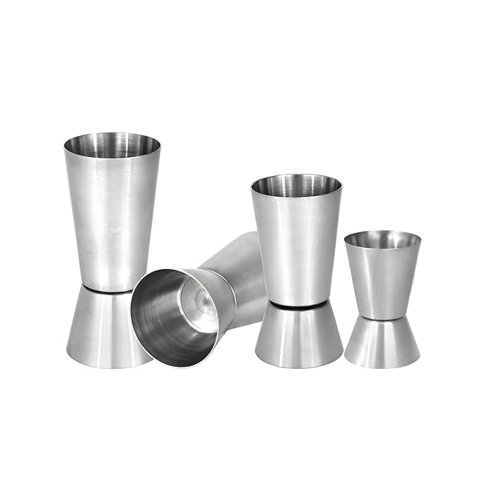 Steeple Stainless Steel Tall Peg Cocktail Jigger, Shot Glass, Double Side Drink Measuring Bar Tool (15-30ml, 20-40ml, 25-50ml, 30-60ml) - Tall Peg Shot Glass Set of 4 for Mocktails, and Bartending - Image 2
