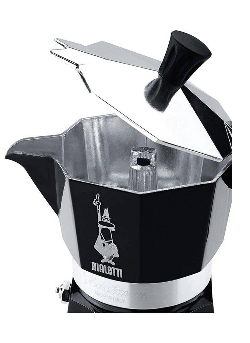 BIALeTTI - Moka Express Stove Top Espresso Maker, Makes Real Italian Coffee, Moka Pot 3 Cups, Black - Image 1