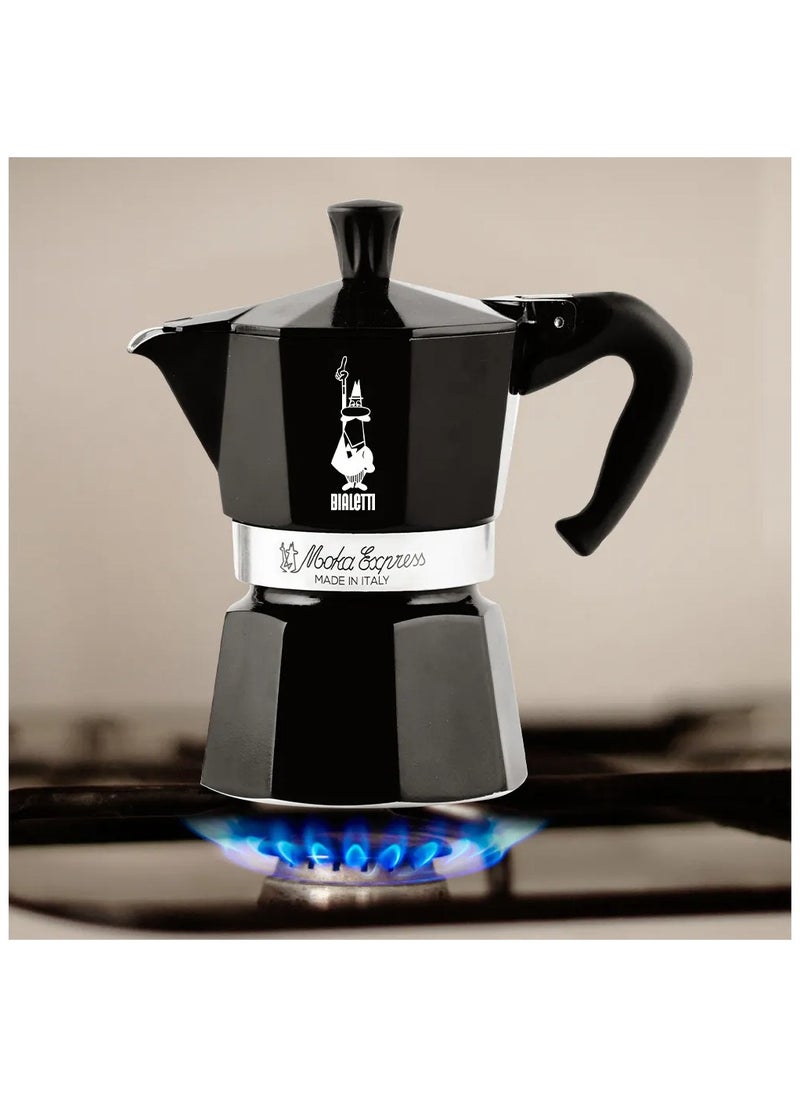 BIALeTTI - Moka Express Stove Top Espresso Maker, Makes Real Italian Coffee, Moka Pot 3 Cups, Black - Image 1