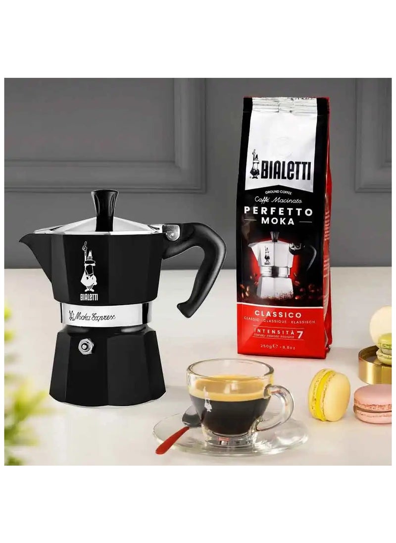BIALeTTI - Moka Express Stove Top Espresso Maker, Makes Real Italian Coffee, Moka Pot 3 Cups, Black - Image 1