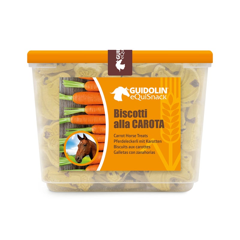 GUIDOLIN EQUISNACK Horse Natural Treats with Superfoods and Real Fruit Pieces, No Sugar Added, Handmade in Italy - 1,54 LB (Carrot) - Image 1