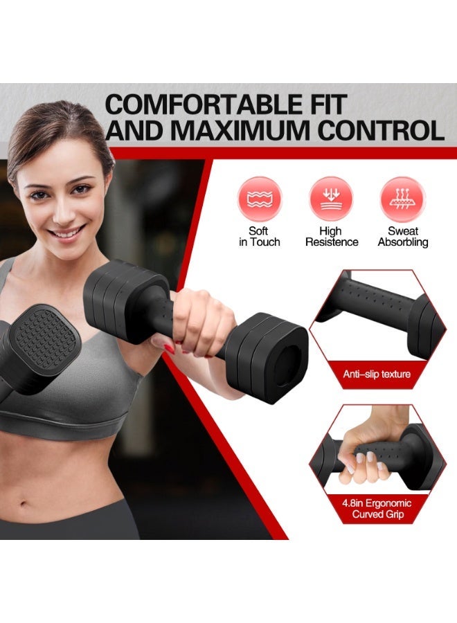 DMG TECH Adjustable Dumbbell Set, 4 in 1 Free Weights Dumbbells Set for Women Men, Hand Dumbbells Weight Sets, Each 2lb 3lb 4lb 5lb with TPU Soft Rubber Handle for Home Gym Exercise Training - Image 4