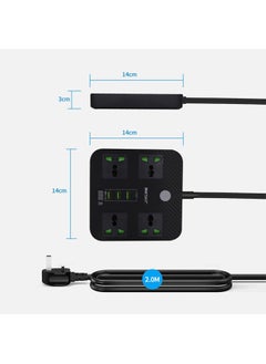 PADOM Padom 2-Meter Surge Protector Power Strip,Extension Cord with 4 Widely Outlets 3 USB Ports Surge Protected Power Strip,Flat Plug,Desk USB Charging Station for Home Office Dorm Room etl  - Image 3