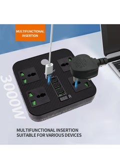 PADOM Padom 2-Meter Surge Protector Power Strip,Extension Cord with 4 Widely Outlets 3 USB Ports Surge Protected Power Strip,Flat Plug,Desk USB Charging Station for Home Office Dorm Room etl  - Image 2