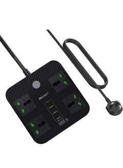 PADOM Padom 2-Meter Surge Protector Power Strip,Extension Cord with 4 Widely Outlets 3 USB Ports Surge Protected Power Strip,Flat Plug,Desk USB Charging Station for Home Office Dorm Room etl  - Image 1