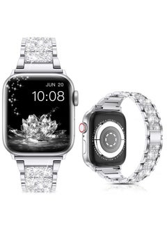 RiZOW RiZOW Stainless Steel Metal Strap Compatible with iwatch Apple Series Watch 7/6/5/4/3/2/1/SE Replacement band 42mm 44mm 45mm - Silver  - Image 1