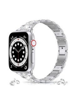 RiZOW RiZOW Stainless Steel Metal Strap Compatible with iwatch Apple Series Watch 7/6/5/4/3/2/1/SE Replacement band 42mm 44mm 45mm - Silver  - Image 3