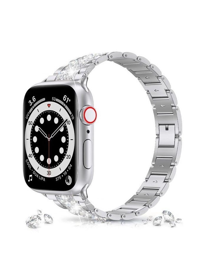  ريزو RiZOW سوار معدني من الفولاذ المقاوم للصدأ متوافق مع iwatch Apple Series Watch 7/6/5/4/3/2/1 / SE حزام بديل 42 مم 44 مم 45 مم - فضي  - Image 3