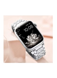 RiZOW RiZOW Stainless Steel Metal Strap Compatible with iwatch Apple Series Watch 7/6/5/4/3/2/1/SE Replacement band 42mm 44mm 45mm - Silver  - Image 4