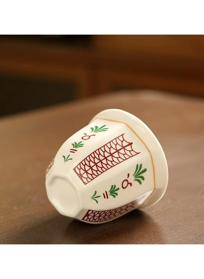 دوميني مجموعة من كوبين من السيراميك للقهوة وكوب إسبريسو سعة 250 مل للشاي التركي والكابتشينو واللاتيه، وأكواب الشاي بنقوش زهرية أنيقة - مثالية للهدايا والاستخدام اليومي - Image 3