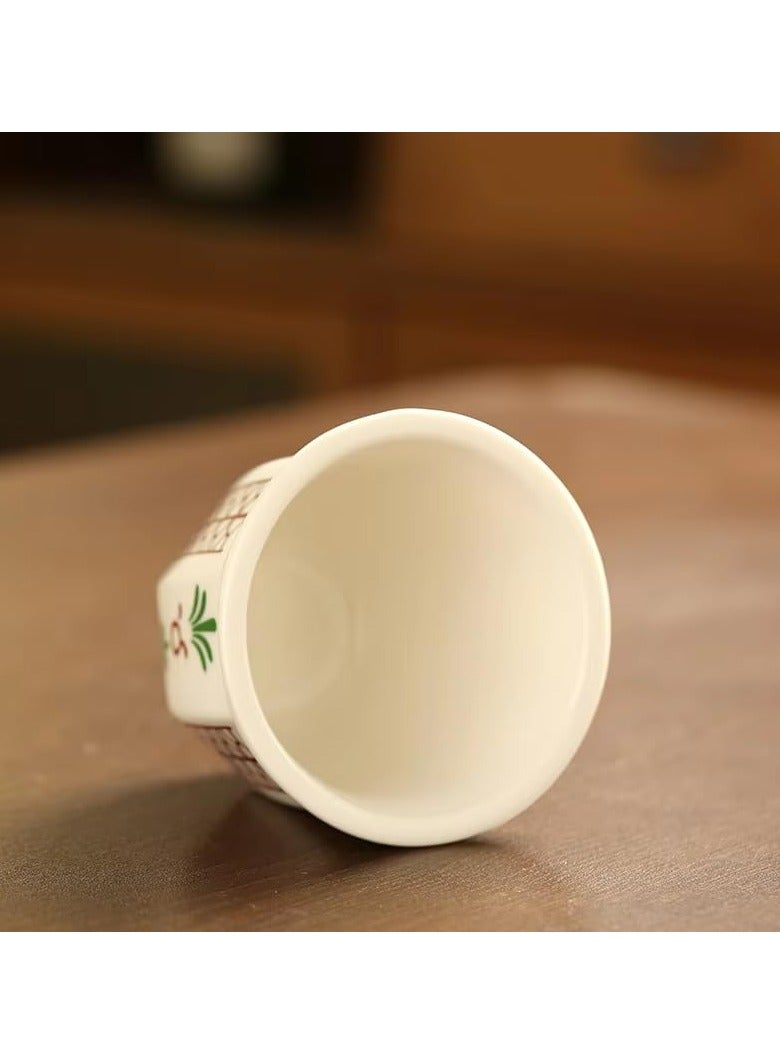 دوميني مجموعة من كوبين من السيراميك للقهوة وكوب إسبريسو سعة 250 مل للشاي التركي والكابتشينو واللاتيه، وأكواب الشاي بنقوش زهرية أنيقة - مثالية للهدايا والاستخدام اليومي - Image 4