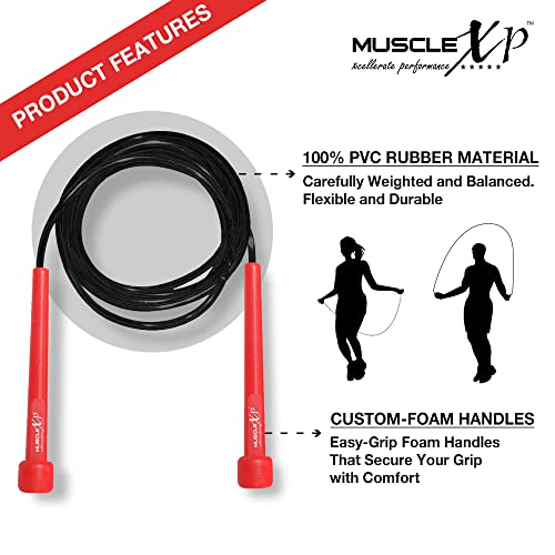 MuscleXP Skipping Rope (Jumping Rope) for Men, Women & Children, Tangle Free Jumping Rope for Kids (Orange/Black) - Image 3