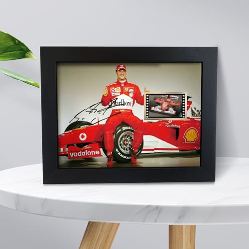 ORIMAMI Signed Michael Schumacher Poster Wooden Framed Photo Art Decor 8x6 Inches,with 1x35mm Film Display,Cool Collectible Gifts for F1 Ferrari Racing Fans - Image 2
