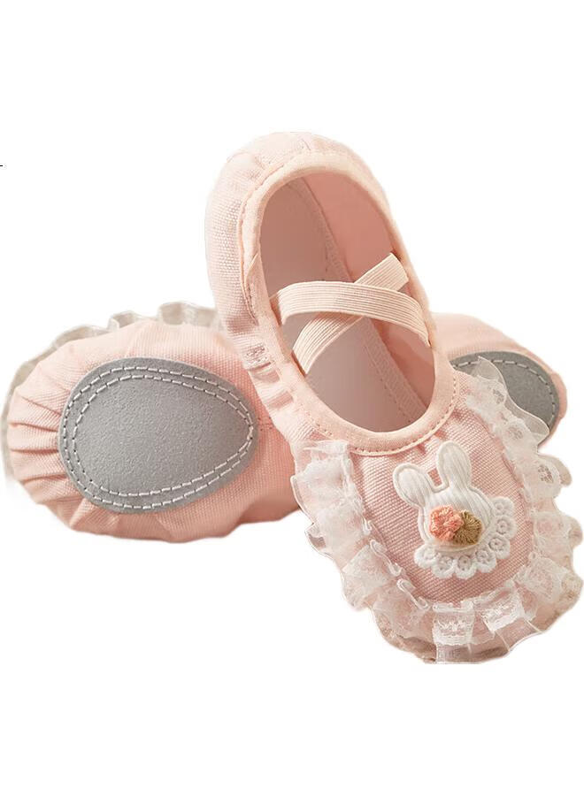 Tiejian Children'S Dance Shoes, Rabbit Lace Ballet Dance Shoes, Girls' Chinese Dance Practice Shoes, Pink, Size 32 - Image 3