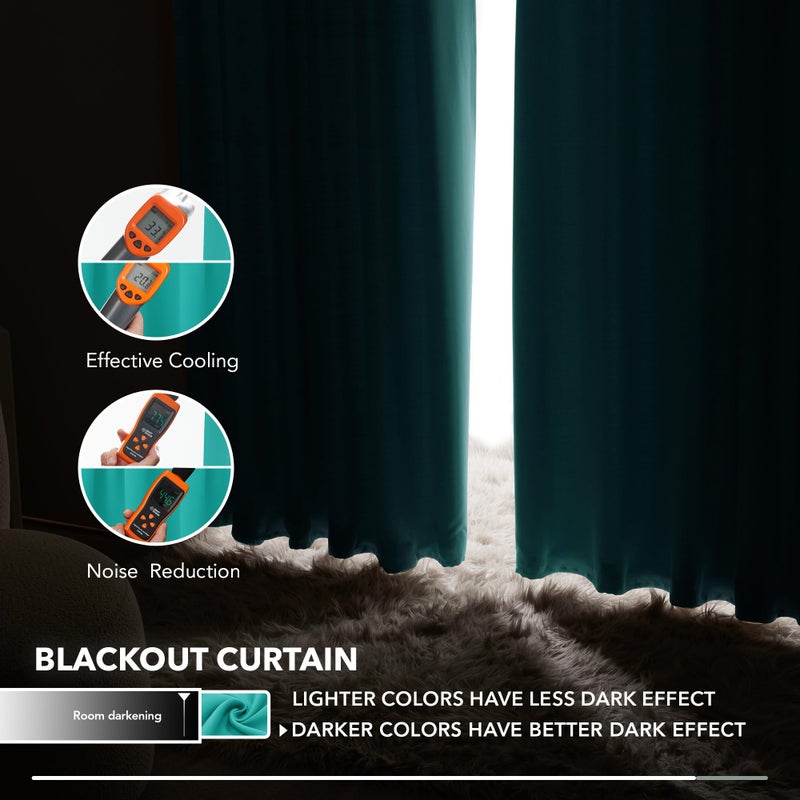 Deconovo Solid Back Tab and Rod Pocket Curtains  Room Darkening Window Curtains  Blackout Curtains for Living Room  52x63 Inch  Turquoise  2 Panels - Image 5
