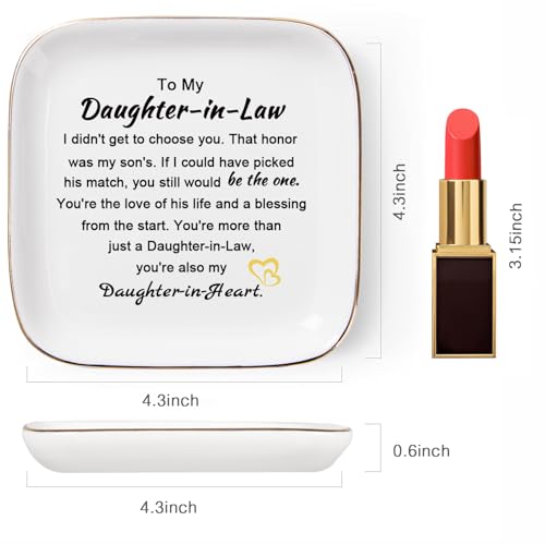 Piudee Daughter in Law Gifts from Mother in Law - Jewelry Dish Ring Trinket Dish for Daughter in Law Birthday Valentines Mother's Day Christmas Wedding Gift for Daughter in Law - Image 5
