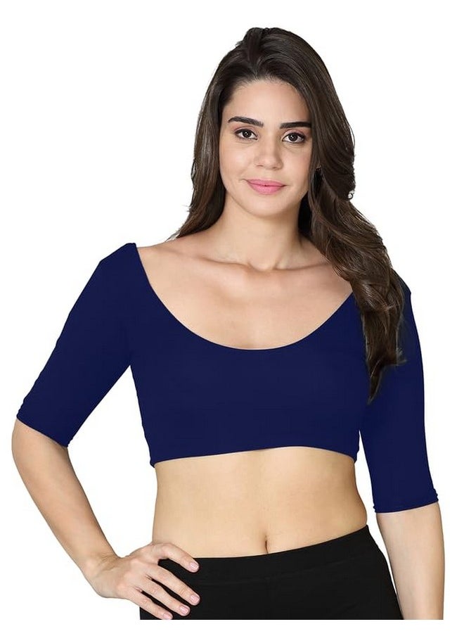 VSTAR VSTAR Deep Neck Comfy Blouse Navy  - Image 1