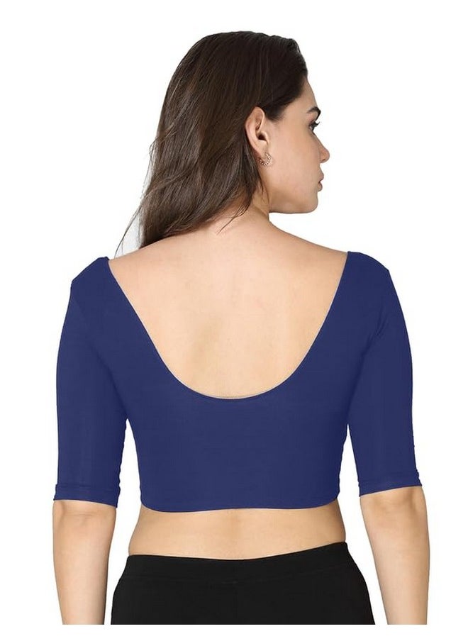 VSTAR VSTAR Deep Neck Comfy Blouse Navy  - Image 2
