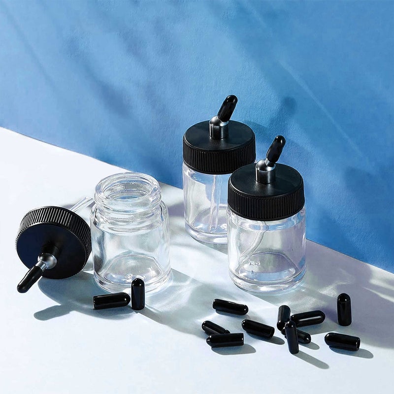 Master Airbrush Siphon Bottle Jar Adapter Cap Covers (Pack of 36) - Black Plastic Plugs, Prevent Paint Spills - Fits Single-Action, Dual-Action Bottom Feed, Suction Feed Lid Assembly Connector Fitting - Image 5