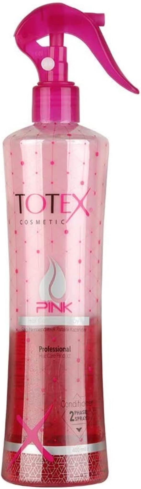 Totex 2 Phase Hair Conditioner Spray Leavein Conditioning For Damaged Coloured Hair Formula Untangling Nourishing Moisturizing Pink 400 ml - Image 1
