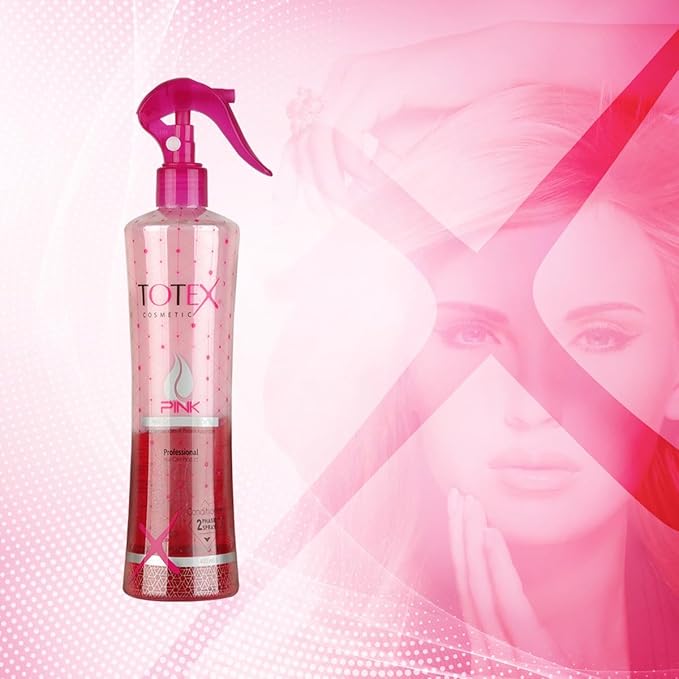 Totex 2 Phase Hair Conditioner Spray Leavein Conditioning For Damaged Coloured Hair Formula Untangling Nourishing Moisturizing Pink 400 ml - Image 2