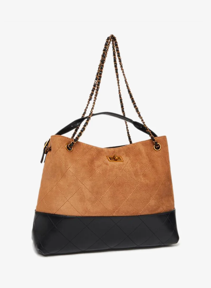 Styli Brown Suede Quilted Hobo Bag