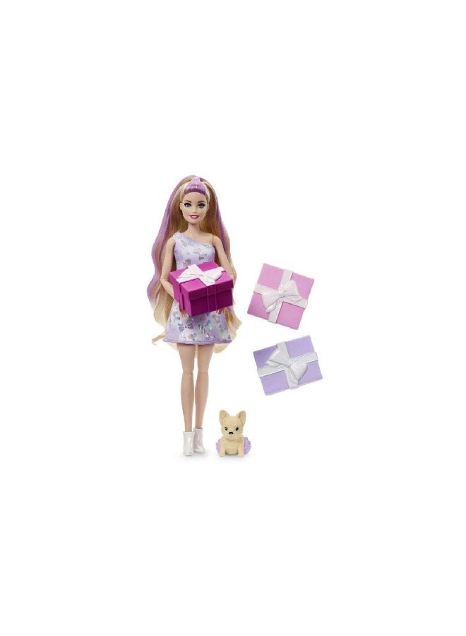 Barbie Party Unboxed Pet Birthday Bows Blonde Doll Playset (15 cm) - Image 2