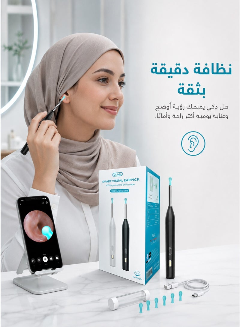 Dr.isla P2 WiFi Smart Visual Ear Wax Remover — 300W High Precision HD Endoscopic Ear Camera, Wireless Real-Time Ear Canal Inspection, Rechargeable TYPE-C, with 6 Soft Silicone Replacement Tips - Image 5