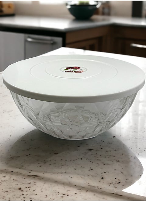 Round Large Plastic Serving Bowls with Lid for Baking Prep & Storing Food, Salad Bowl, Nesting Salad Bowl and  Great For Picnic Camping