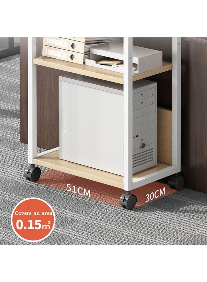 ZUCNG Printer Stand 2 Tier, Mobile Printer Table with Storage Shelf and Steel Frame, Rolling Printer Cart Holder with Lockable Wheels for Home Office (White) - Image 2