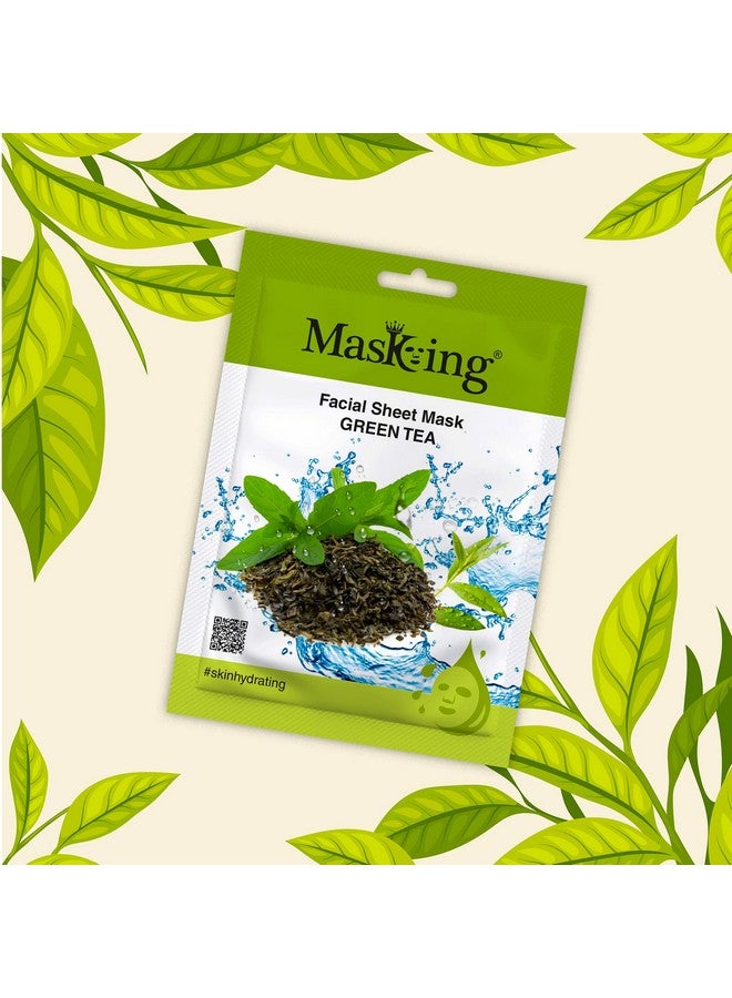 MasKing Green Tea and glow Facial sheet mask for Glowing skin and hydrating, ideal for men and women pack of 2 - Image 2